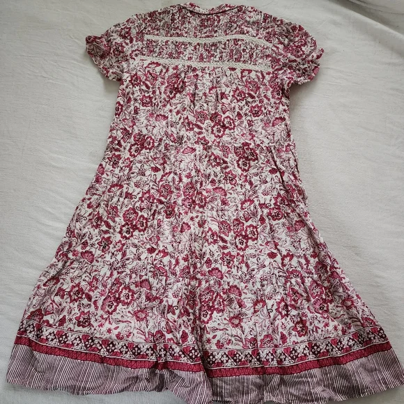 Anthropologie Georgina floral maroon cream dress flowy midi womens small - Picture 10 of 14